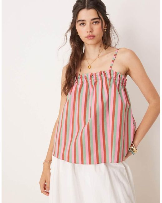 ASOS Pink Linen Blend Trapeze Cami Top