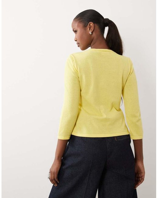 ASOS Yellow Knitted 3/4 Sleeve Cardigan