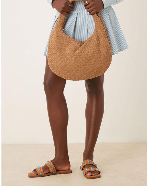 ASOS Brown Found Flat Mules With Stones