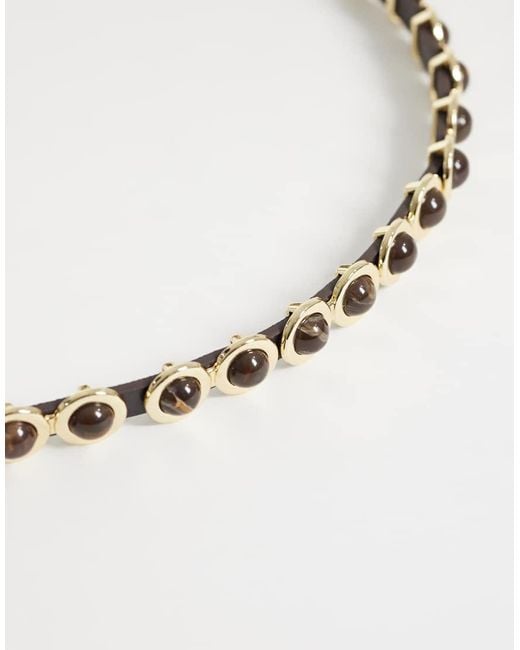 Mango Natural Faux Leather Slim Belt With Hardware Detailing