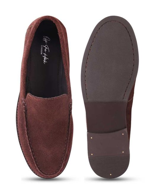 OFF THE HOOK Brown Ronan Suede Leather Penny Loafers for men