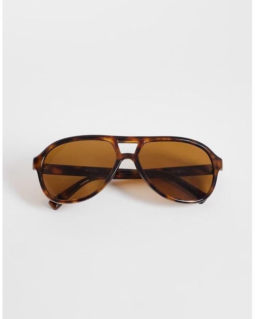 ASOS Brown Aviator Sunglasses for men