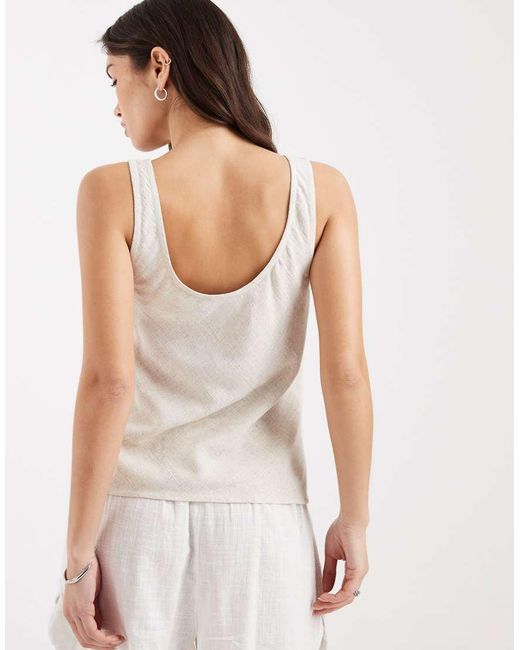ASOS White Scoop Neck Linen Vest