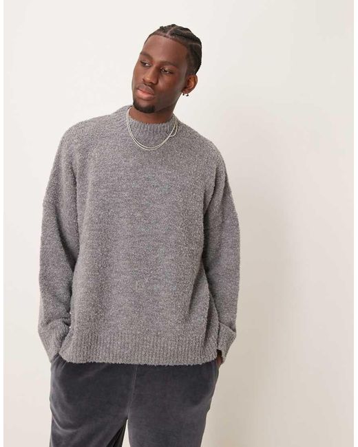 ASOS Super Oversized Gebreide Trui Met Ronde Hals in het Gray voor heren