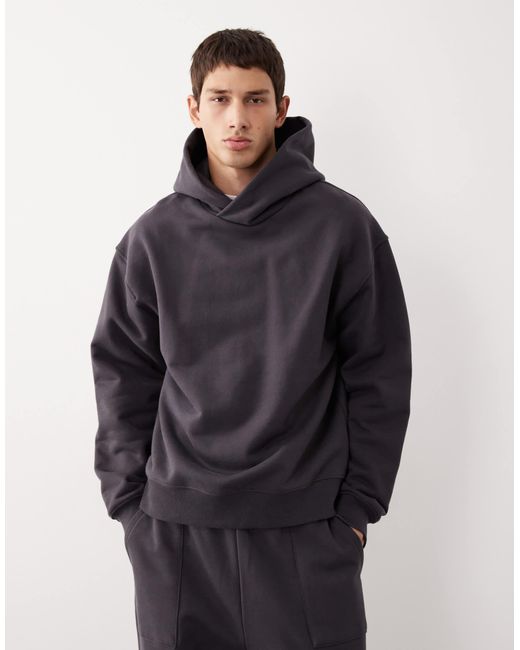 Ac-t-2572 - sweat à capuche signature en tissu ultra-épais - anthracite ASOS COLLECTIVE pour homme en coloris Blue