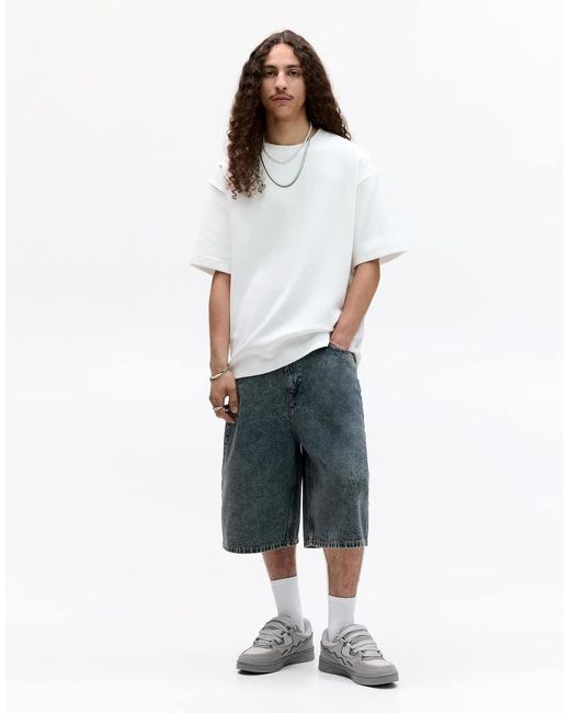 Pull&Bear White Basic Short Sleeve Sweatshirt for men