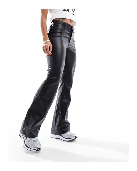 Hollister Black Faux Leather Flared Trouser
