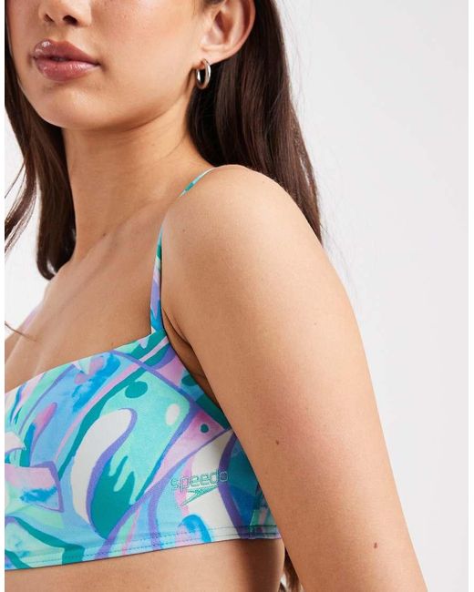 Speedo Blue Printed Adjustable Thinstrap Bikini Set