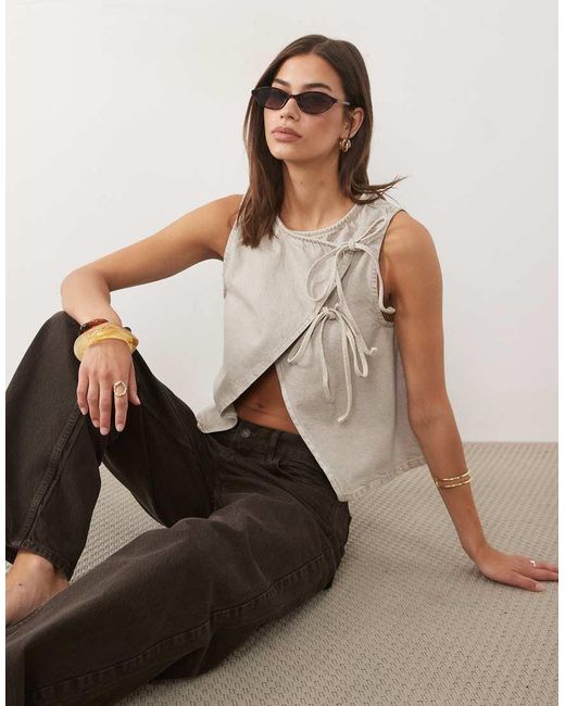 ASOS Natural Wrap Front Top