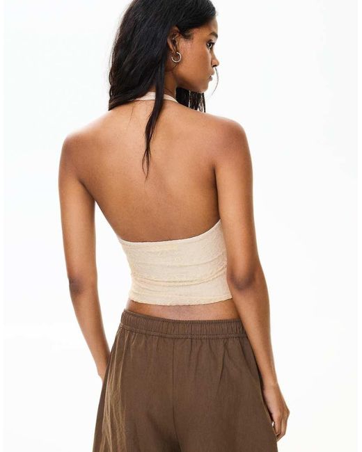 Bershka White Lace Corset Halter Top