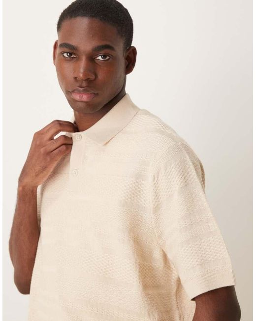 SELECTED Natural Knitted Texture Polo for men