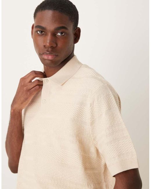 SELECTED Natural Knitted Texture Polo for men