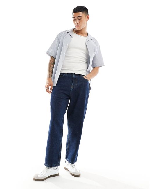 ASOS Blue Oversized Tapered Fit Jeans for men