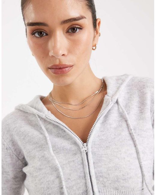 Pieces White Shrunken Knitted Hoodie Co-Ord