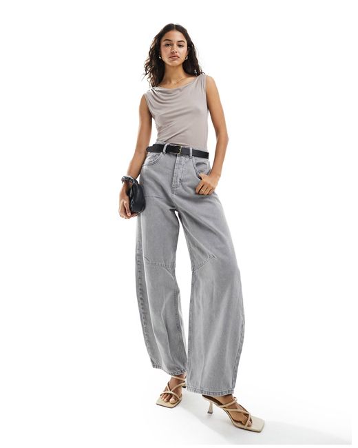 New Look Gray Ruched Side Top