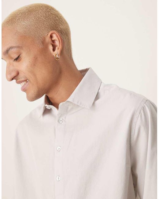 ASOS Recht Oversized Poplin Overhemd in het Natural voor heren