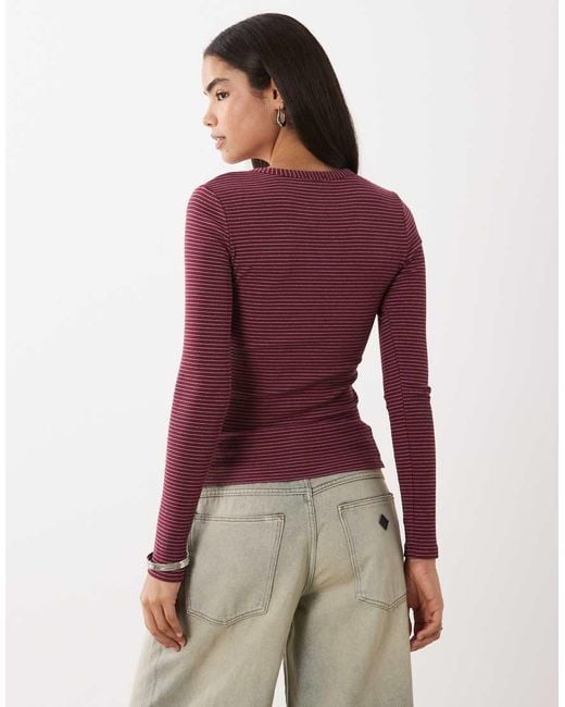 Cotton On Red Blake Henley Long Sleeve Top
