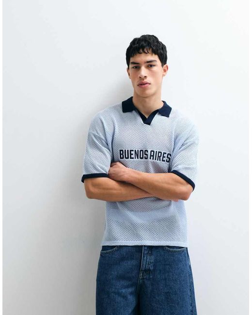ASOS Gray Oversized Knitted Football Style Notch Neck With Embroidery Detail for men