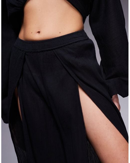 ASOS Black Kiki Beach Split Front Trouser