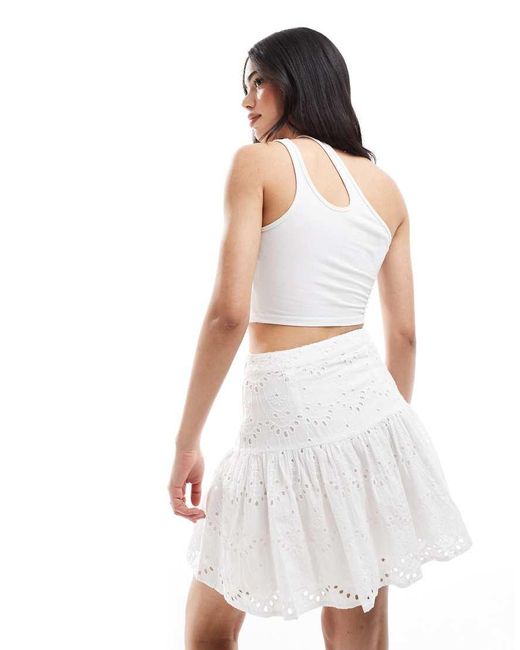 French Connection White Broderie Flippy Mini Skirt
