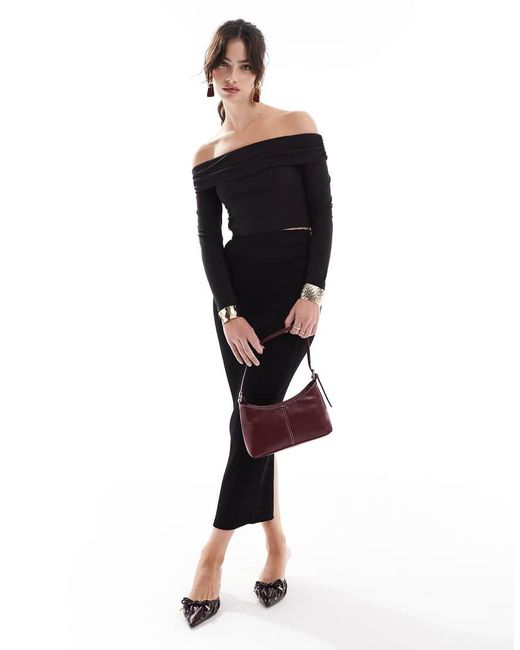 NARRATED Black Bardot Top