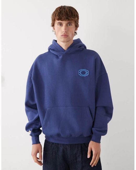 Felpa Oversize Squadrata Con Cappuccio E Logo Legacy di Prohibited in Blue da Uomo