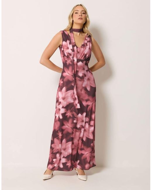 Long Tall Sally Pink Floral Scarf Detail Maxi Dress