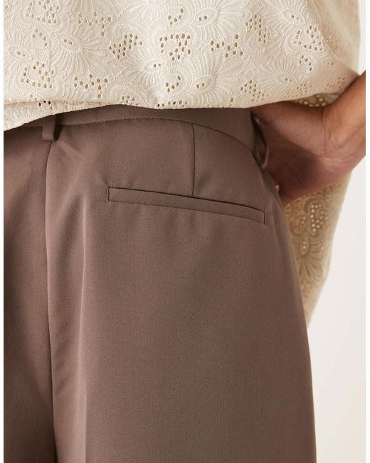 ASOS Natural Smart Oversized Bermuda Shorts With Front Pleat for men