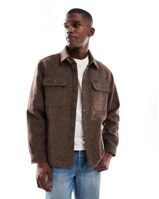 Lee Jeans Brown Wool Blend Brushed Overshirt for men