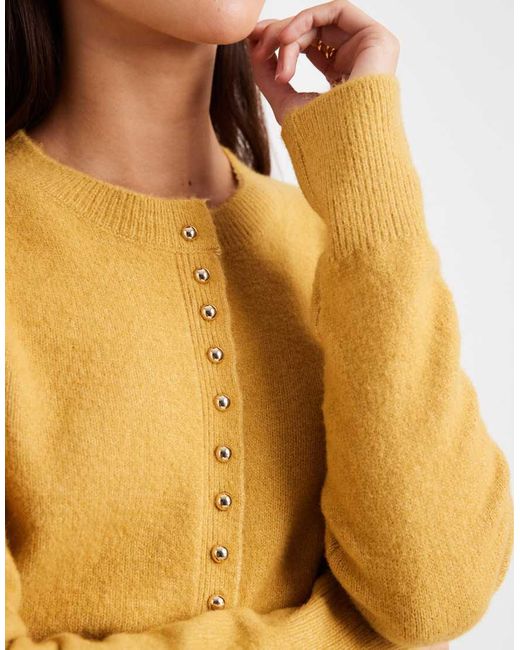 New Look Blue Dome Button Crew Neck Cardigan
