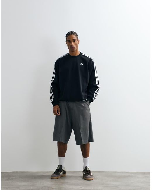 Adidas Originals Black Three Stripe Sweatshirt for men
