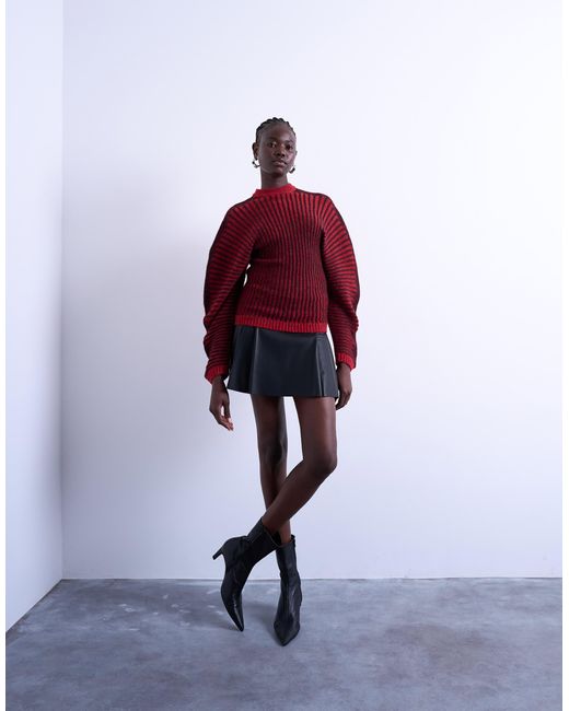 TOPSHOP Faux Leather Tailored Mini Skirt