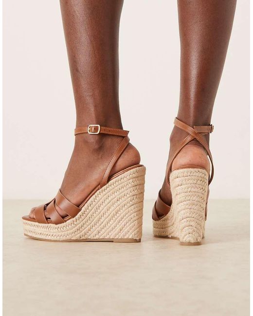 Glamorous Brown Espadrille Wedge-heeled Sandals
