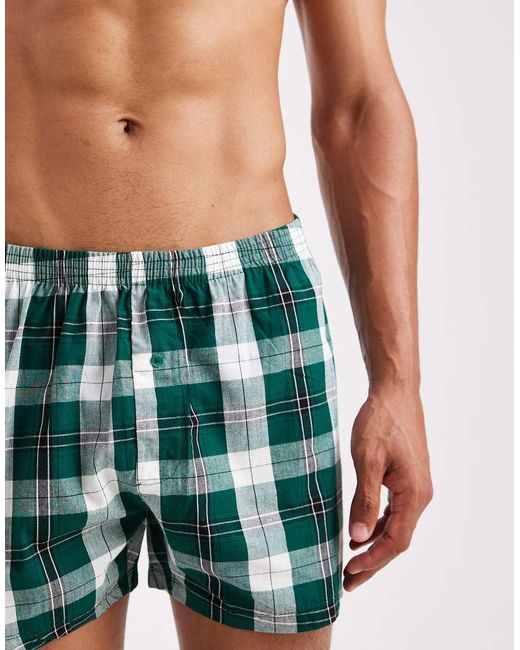 Confezione Da 2 Boxer Verdi A Quadri di ASOS in White da Uomo