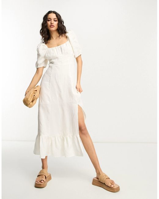 Other Stories Exclusive Linen Midi Dress With Split in White Lyst Canada