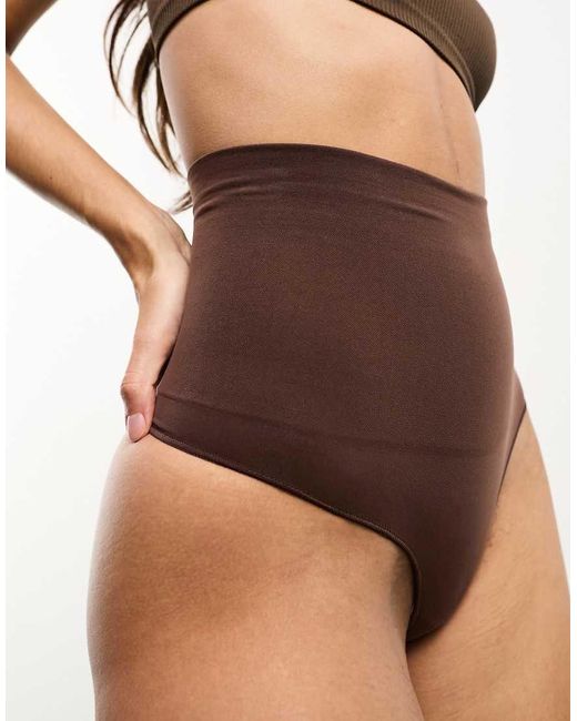 Vero Moda Brown Seamless High Waisted Thong