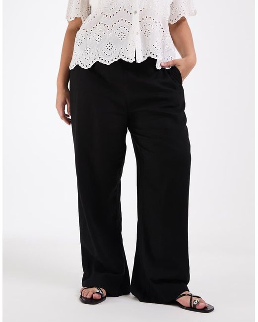 ASOS Black Asos Design Curve Linen Wide Leg Trouser