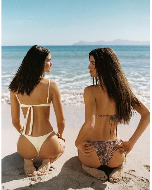 Pull&Bear Brown Printed Bikini Bottoms