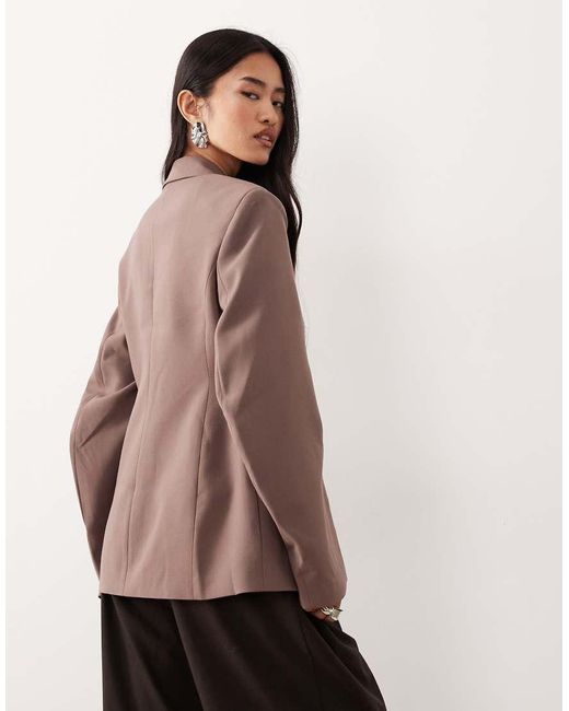 ASOS Brown Tailored Cocoon Sleeve Molded Hip Blazer