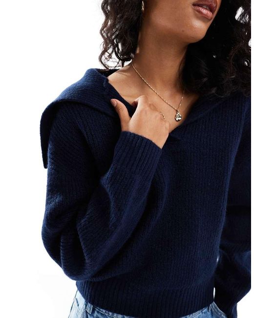 Native Youth Blue Collar Detail Oversized Jumper