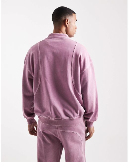 HUGO Purple Nebuzip Central Logo Loose Fit Half Zip Sweatshirt Co-ord for men