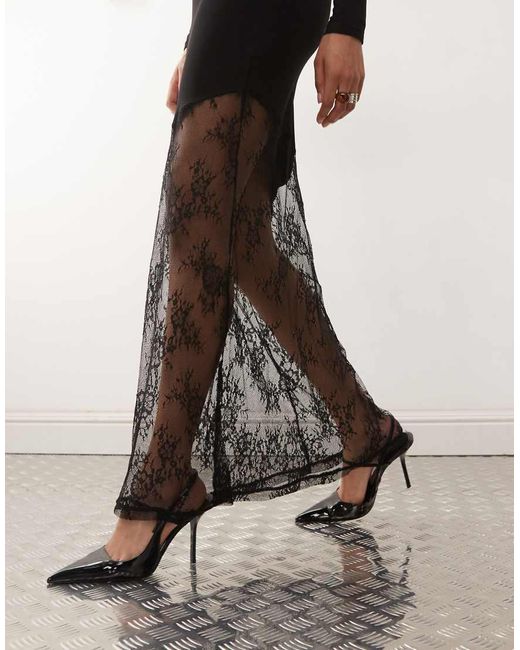 Noisy May Natural Long Sleeve Maxi Dress With Lace Fishtail