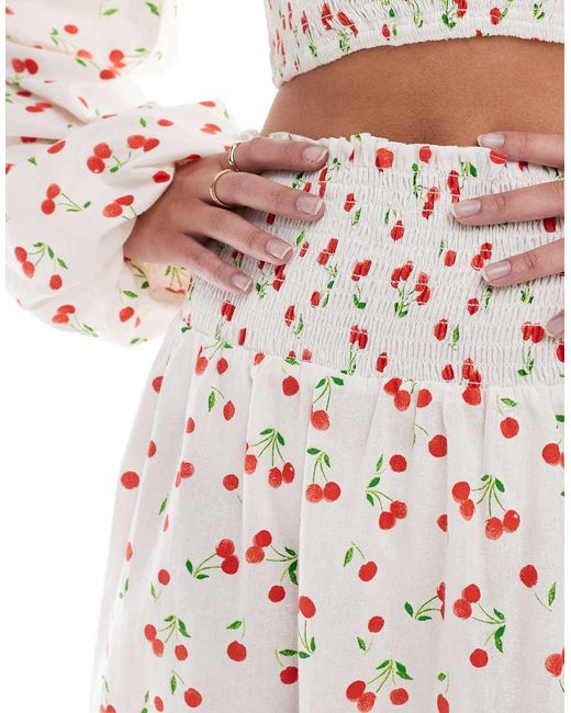 ASOS White Shirred Waist Maxi Skirt