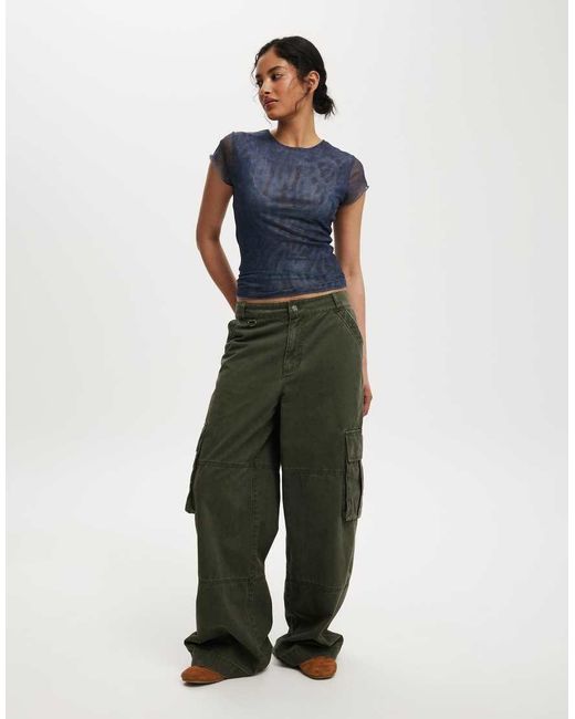 Cotton On Blue Ashley Mesh Short Sleeve Top