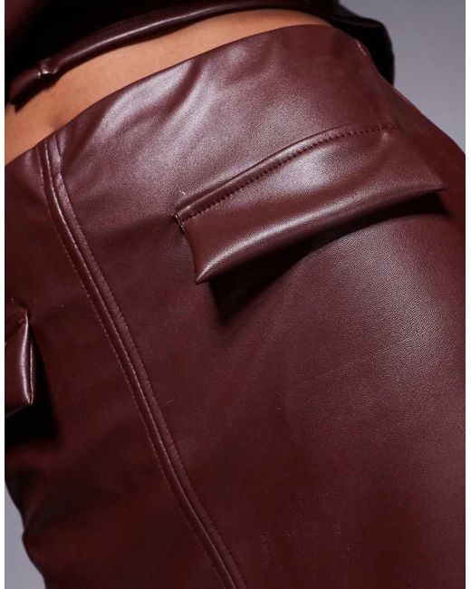 ASOS Purple Co-ord Leather Look Pocket Detail Mini Skirt