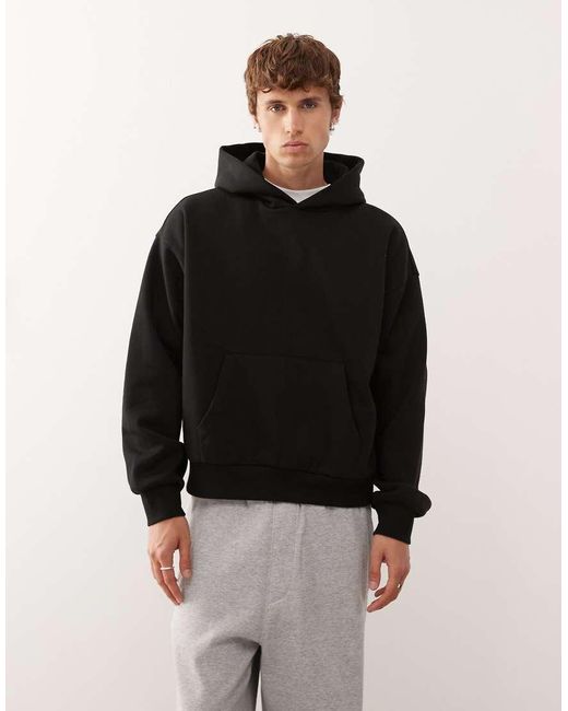 Felpa Con Cappuccio Squadrata Oversize Nera di Weekday in Black da Uomo