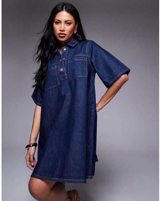 River Island Blue Collared Shirt Dress
