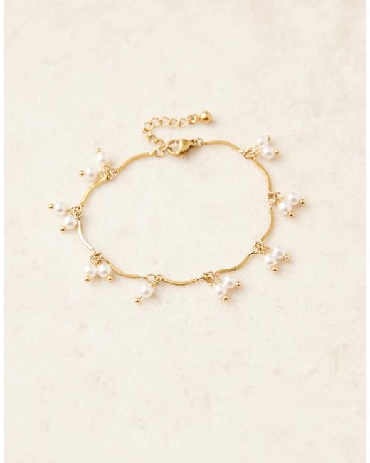 Pulsera De Cadena Con Charms De Perlas De Imitación De Acero Inoxidable Resistente Al Agua De ASOS de color Natural