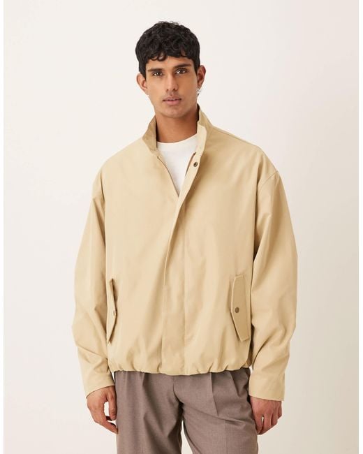 ASOS Natural Oversized Funnel Neck Jacket for men