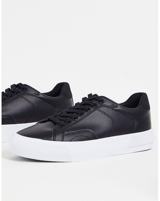 Pull&Bear Rubber Chunky Lace Up Trainer in Black for Men | Lyst